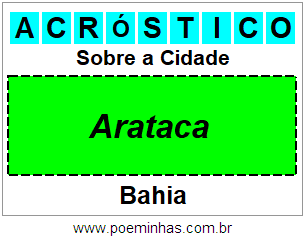 Acróstico Para Imprimir Sobre a Cidade Arataca