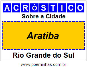 Acróstico Para Imprimir Sobre a Cidade Aratiba