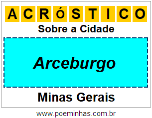 Acróstico Para Imprimir Sobre a Cidade Arceburgo