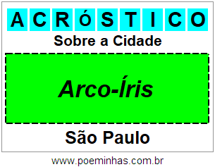 Acróstico Para Imprimir Sobre a Cidade Arco-Íris