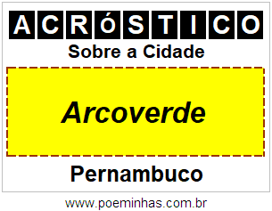 Acróstico Para Imprimir Sobre a Cidade Arcoverde