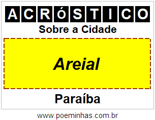 Acróstico Para Imprimir Sobre a Cidade Areial