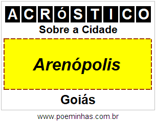 Acróstico Para Imprimir Sobre a Cidade Arenópolis