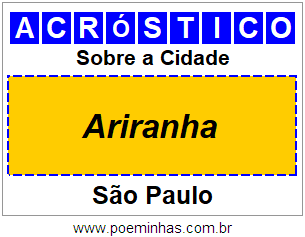 Acróstico Para Imprimir Sobre a Cidade Ariranha