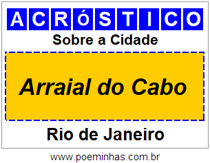 Acróstico Para Imprimir Sobre a Cidade Arraial do Cabo