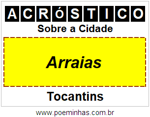 Acróstico Para Imprimir Sobre a Cidade Arraias