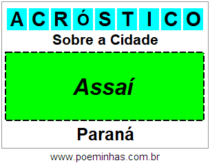 Acróstico Para Imprimir Sobre a Cidade Assaí