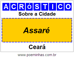 Acróstico Para Imprimir Sobre a Cidade Assaré