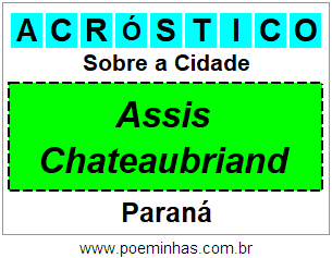 Acróstico Para Imprimir Sobre a Cidade Assis Chateaubriand