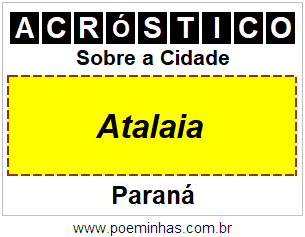 Acróstico Para Imprimir Sobre a Cidade Atalaia