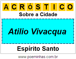 Acróstico Para Imprimir Sobre a Cidade Atilio Vivacqua