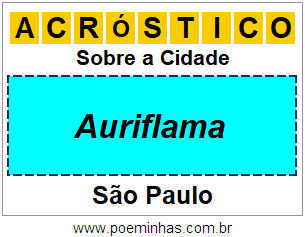 Acróstico Para Imprimir Sobre a Cidade Auriflama