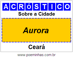 Acróstico Para Imprimir Sobre a Cidade Aurora