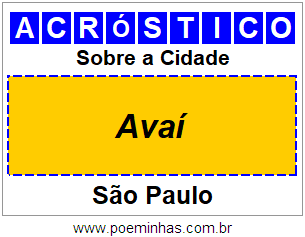 Acróstico Para Imprimir Sobre a Cidade Avaí