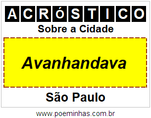 Acróstico Para Imprimir Sobre a Cidade Avanhandava