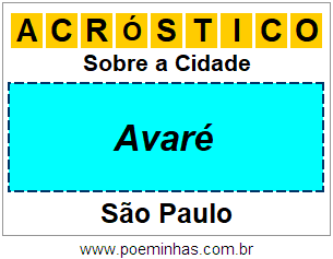 Acróstico Para Imprimir Sobre a Cidade Avaré