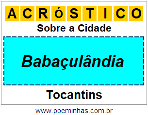 Acróstico Para Imprimir Sobre a Cidade Babaçulândia