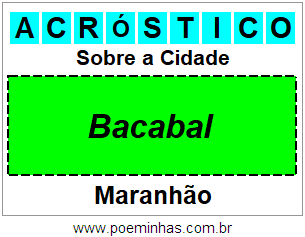 Acróstico Para Imprimir Sobre a Cidade Bacabal