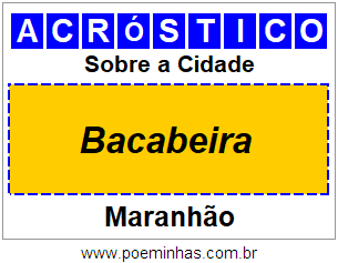 Acróstico Para Imprimir Sobre a Cidade Bacabeira