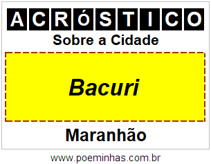 Acróstico Para Imprimir Sobre a Cidade Bacuri