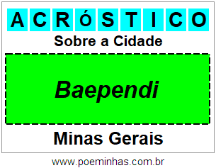 Acróstico Para Imprimir Sobre a Cidade Baependi