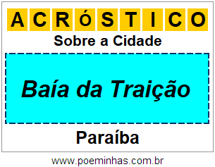 Acróstico Para Imprimir Sobre a Cidade Baía da Traição