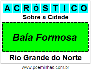 Acróstico Para Imprimir Sobre a Cidade Baía Formosa