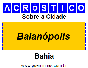 Acróstico Para Imprimir Sobre a Cidade Baianópolis