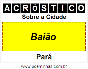 Acróstico Para Imprimir Sobre a Cidade Baião