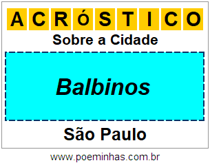 Acróstico Para Imprimir Sobre a Cidade Balbinos