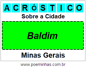 Acróstico Para Imprimir Sobre a Cidade Baldim