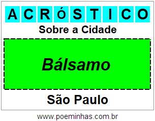 Acróstico Para Imprimir Sobre a Cidade Bálsamo