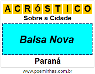 Acróstico Para Imprimir Sobre a Cidade Balsa Nova