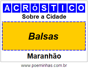 Acróstico Para Imprimir Sobre a Cidade Balsas