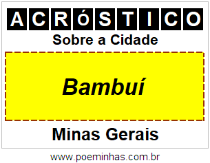 Acróstico Para Imprimir Sobre a Cidade Bambuí