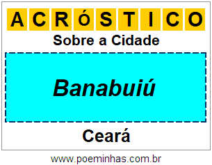 Acróstico Para Imprimir Sobre a Cidade Banabuiú