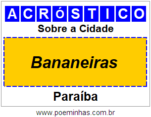 Acróstico Para Imprimir Sobre a Cidade Bananeiras