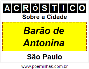 Acróstico Para Imprimir Sobre a Cidade Barão de Antonina