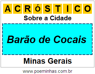 Acróstico Para Imprimir Sobre a Cidade Barão de Cocais