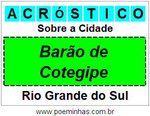 Acróstico Para Imprimir Sobre a Cidade Barão de Cotegipe