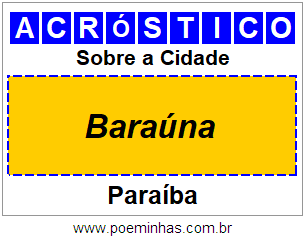 Acróstico Para Imprimir Sobre a Cidade Baraúna