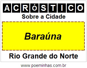 Acróstico Para Imprimir Sobre a Cidade Baraúna