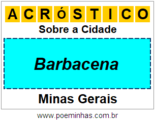 Acróstico Para Imprimir Sobre a Cidade Barbacena