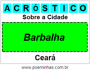 Acróstico Para Imprimir Sobre a Cidade Barbalha