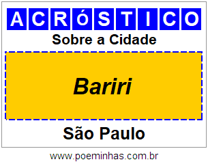 Acróstico Para Imprimir Sobre a Cidade Bariri