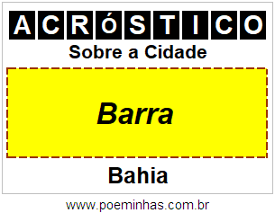 Acróstico Para Imprimir Sobre a Cidade Barra