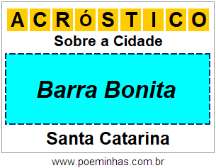 Acróstico Para Imprimir Sobre a Cidade Barra Bonita