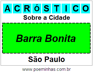 Acróstico Para Imprimir Sobre a Cidade Barra Bonita