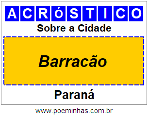 Acróstico Para Imprimir Sobre a Cidade Barracão