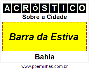 Acróstico Para Imprimir Sobre a Cidade Barra da Estiva